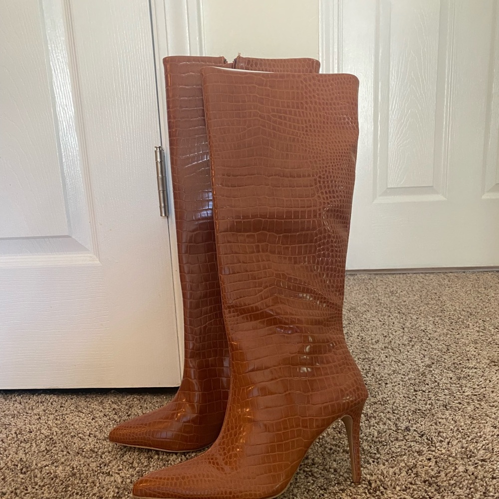 Faux Snake Skin High Heel Boot